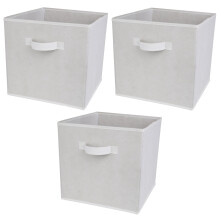 (White, 3pcs) Charles Jacobs Fabric Storage Boxes for Cube Units