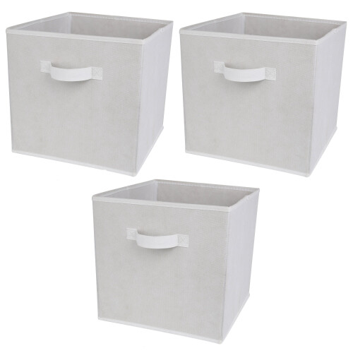 Charles Jacobs (White, 3pcs) Charles Jacobs Fabric Storage Boxes for Cube Units