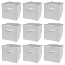 (White, 9pcs) Charles Jacobs Fabric Storage Boxes for Cube Units