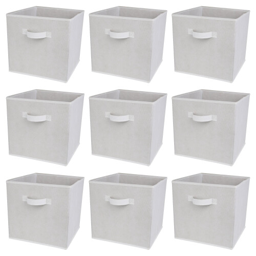 Charles Jacobs (White, 9pcs) Charles Jacobs Fabric Storage Boxes for Cube Units