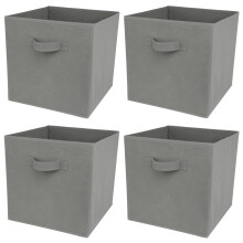 (Grey, 4pcs) Charles Jacobs Fabric Storage Boxes for Cube Units