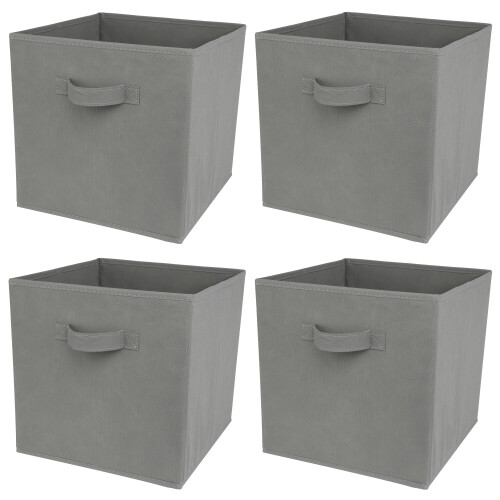 Charles Jacobs (Grey, 4pcs) Charles Jacobs Fabric Storage Boxes for Cube Units