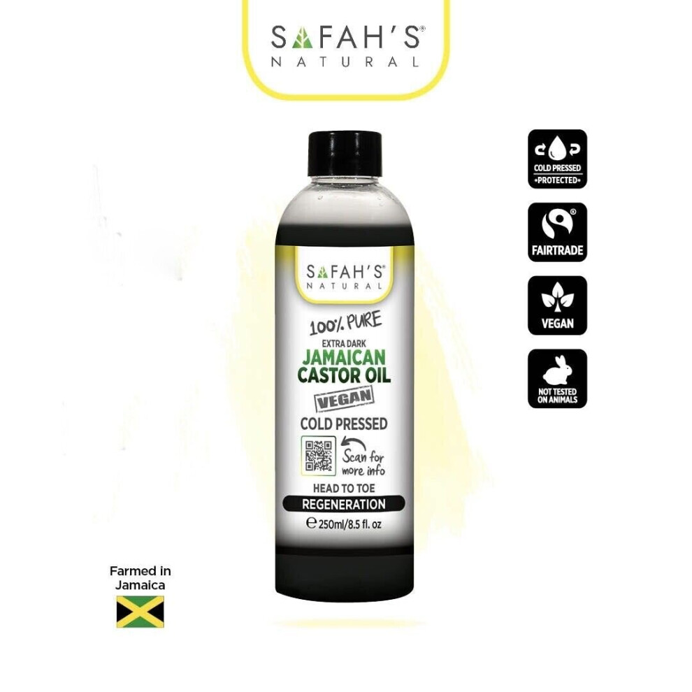 Safah's Natural Dark/Black Cold Pressed 100% Pure Extra Jamaican Castor Oil 250 Ml