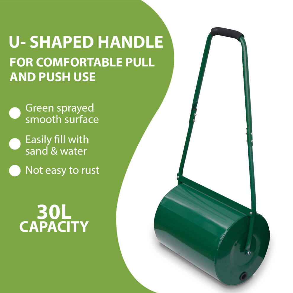 30L Lawn Roller | Manual Metal Grass Roller Water Sand Filled Gardening