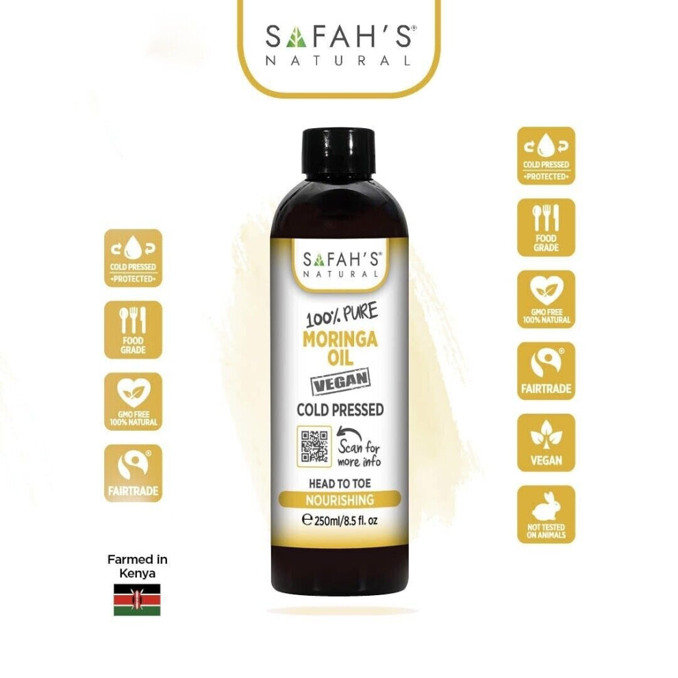 Safah's Natural Cold Pressed 100% Pure Virgin Moringa Oil 250 Ml