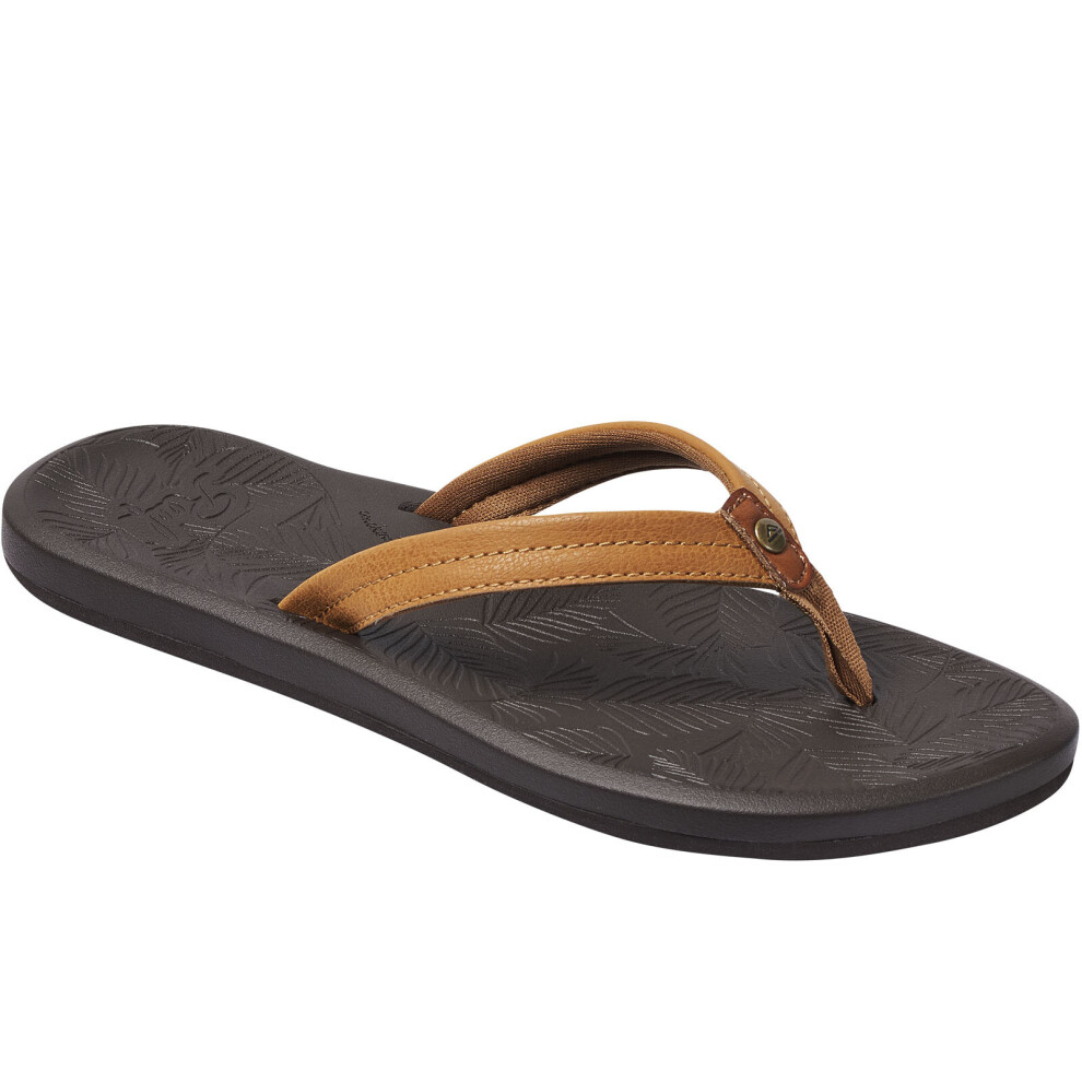 (4 UK, Brown) Reef Womens Tides Vegan Leather Summer Beach Pool Sandals Thongs Flip Flops