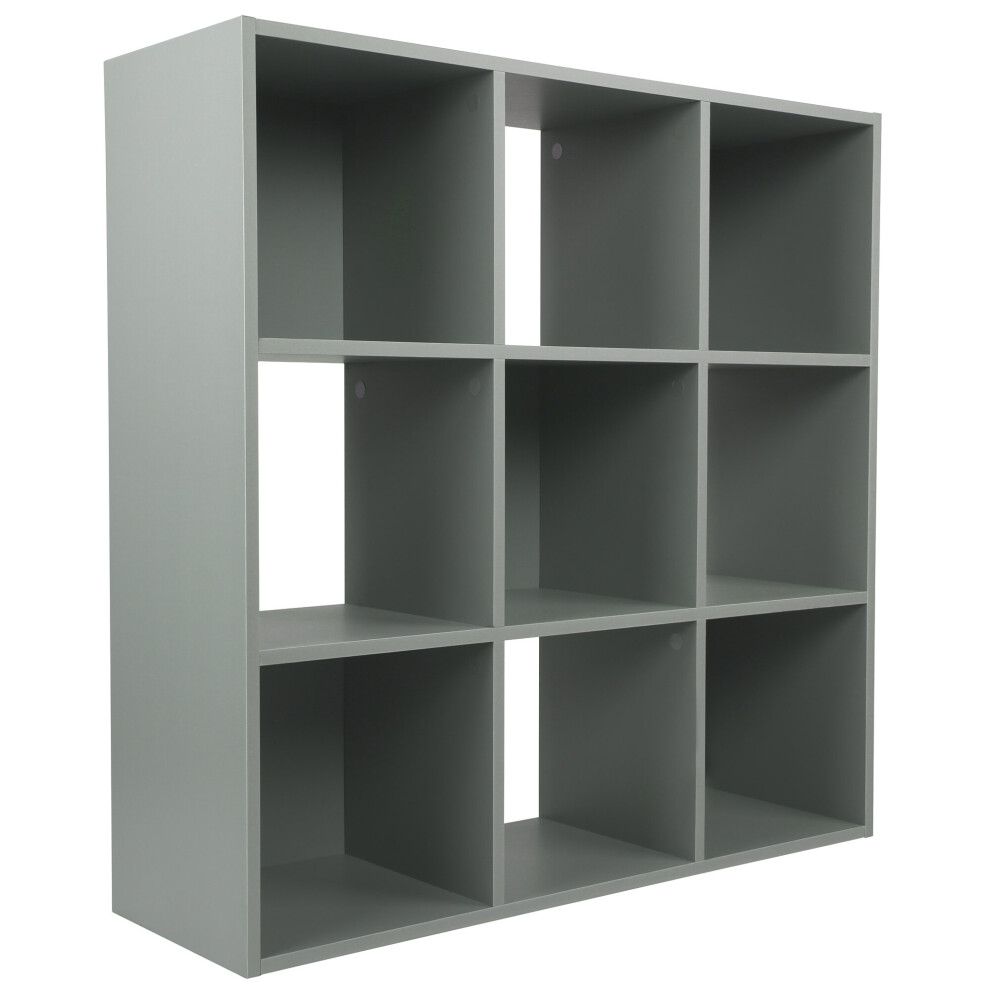 (No Drawers) Grey 9 Cube Open Book Shelf Storage