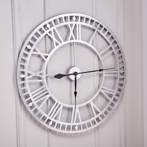 Living And Home 80CM Large Metal Roman Numeral Skeleton Wall Clock 1