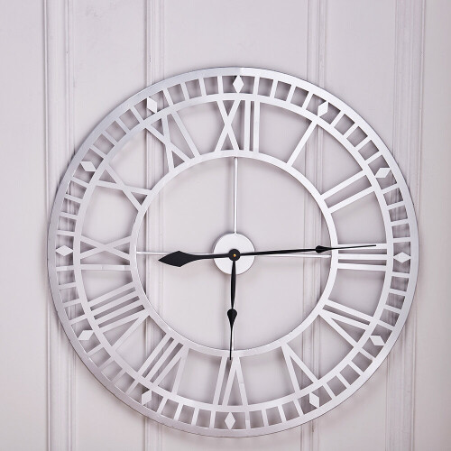 Living And Home 80CM Large Metal Roman Numeral Skeleton Wall Clock