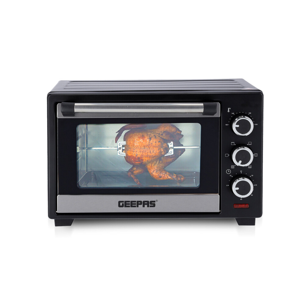 Geepas 19L Mini Oven Grill Electric Oven with Rotisserie Cooker, 1280W