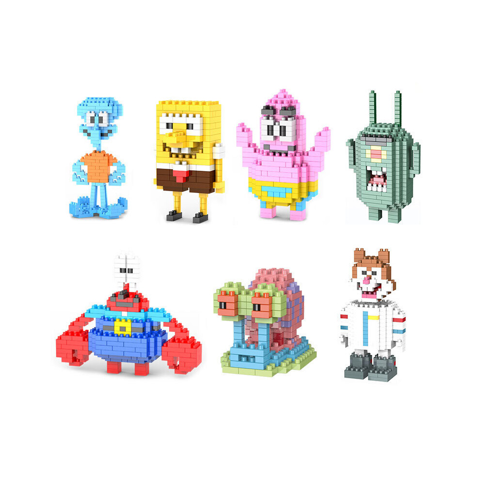 7pcs Building Blocks SpongeBob SquarePants Kids Figure Toy Bricks