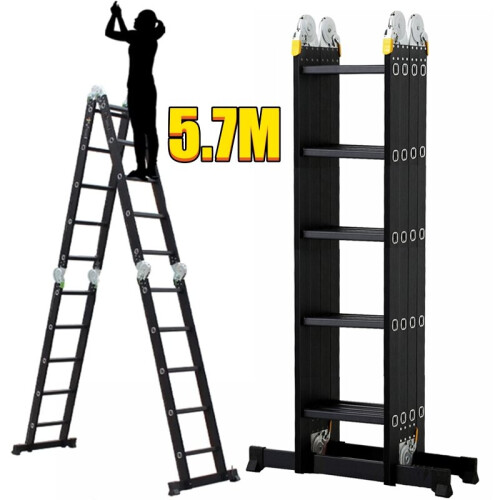 14in1 5.7M Aluminium Folding Ladder Multi Purpose Safety Step Ladders