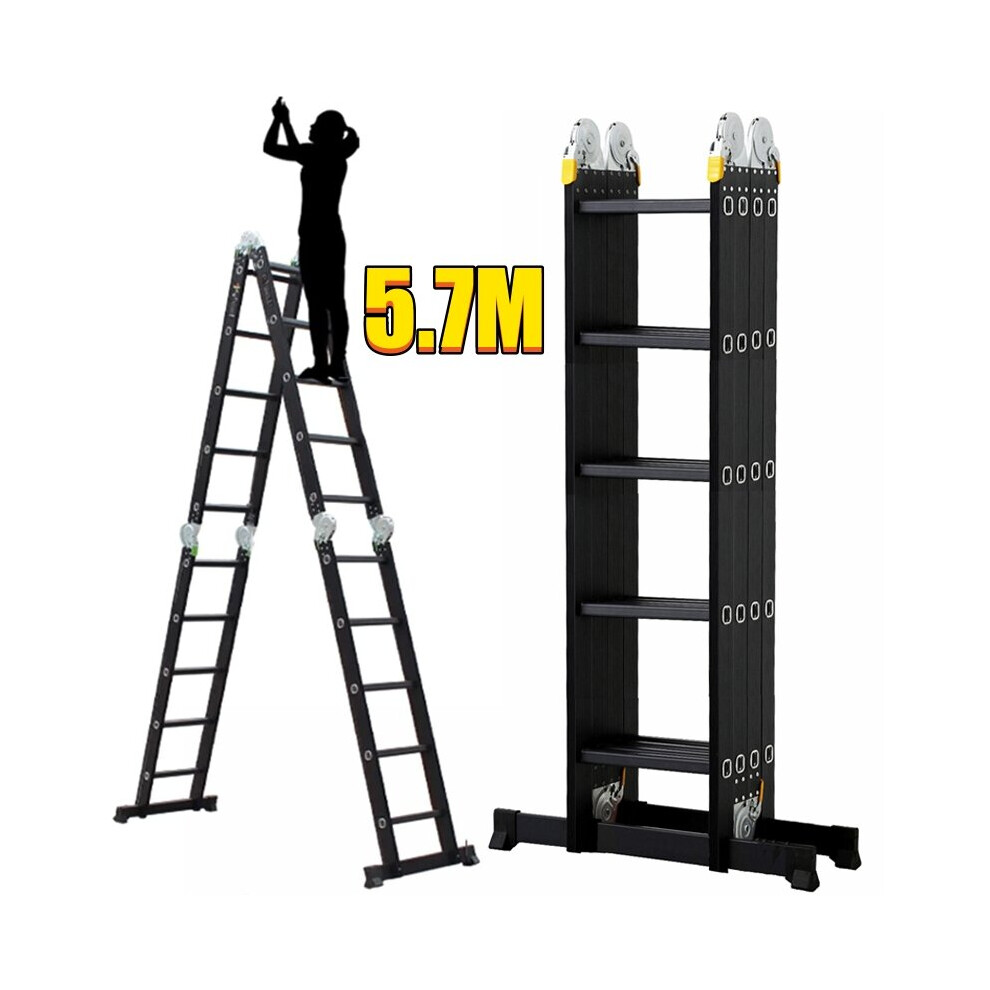 14in1 5.7M Aluminium Folding Ladder Multi Purpose Safety Step Ladders