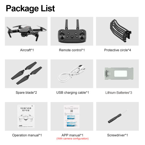 E88 RC Drones Pro 4K HD Camera GPS WIFI FPV Quadcopter Foldable + Bag 1