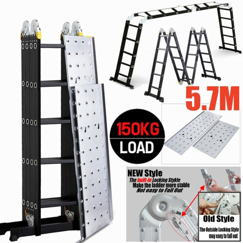 14 in 1 5.7M Aluminium Folding Ladder Multi Purpose Safety Step