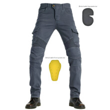 (Gray, 4XL) Motorcycle Jeans Motorbike Pants Denim Trousers