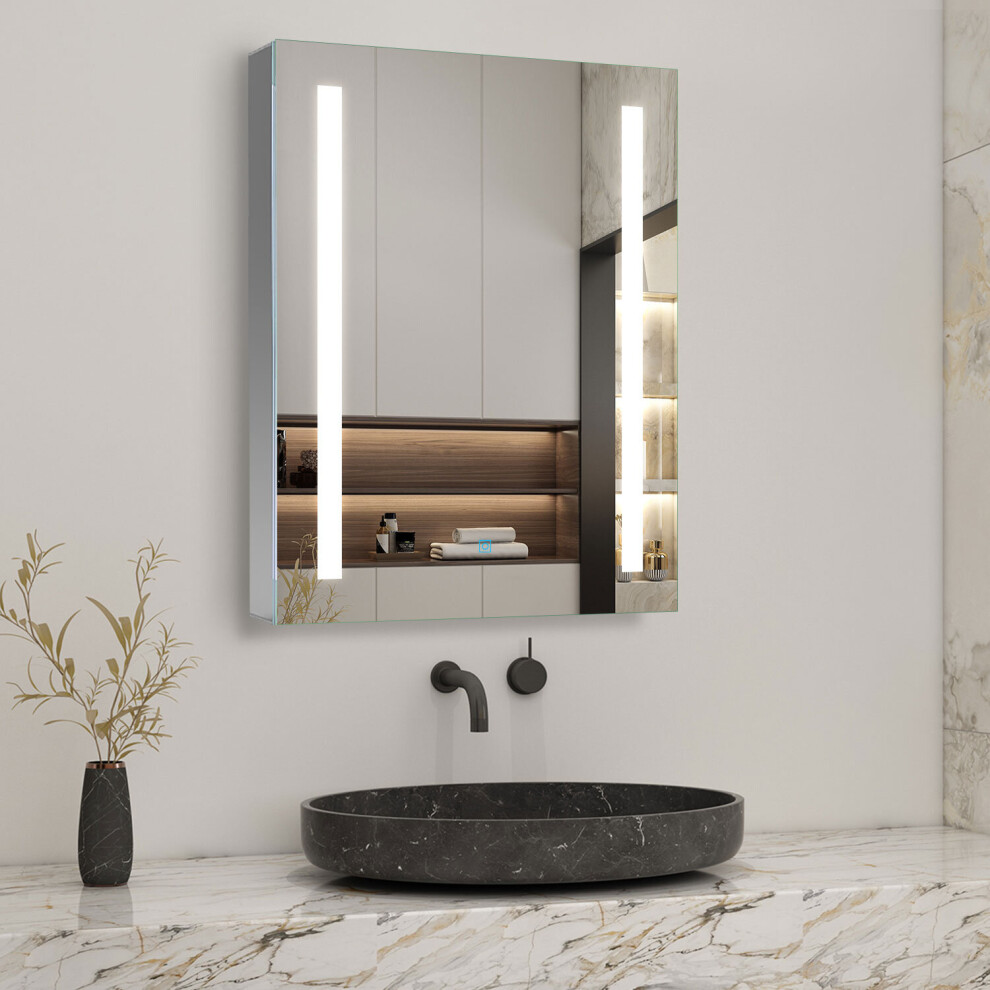 (600x800mm) LED Bathroom Mirror Cabinet with Demister Pad