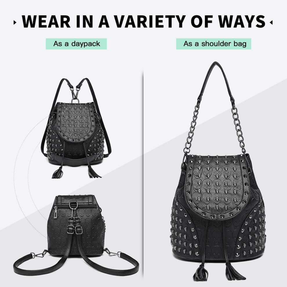 (Black) Skull Studded Backpack