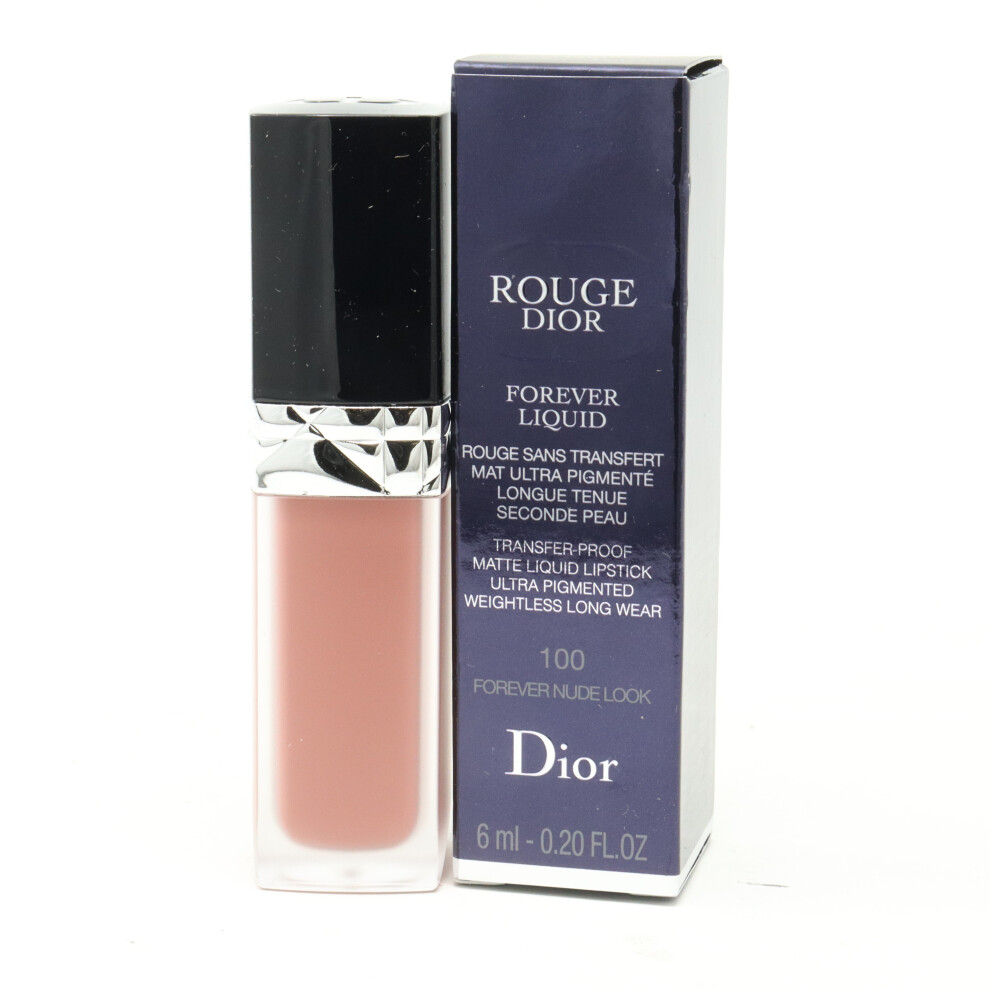 Dior Cream (100 Forever Nude Look) Rouge Forever Liquid Transfer-Lipstick 0.20Oz/6Ml New With Box