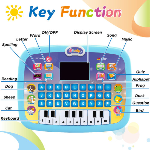 Toddler Tablet Early Learning Educational Toy Multi-Function Musical Touch Pad Activity Computer with Sound and Light for Kids 1