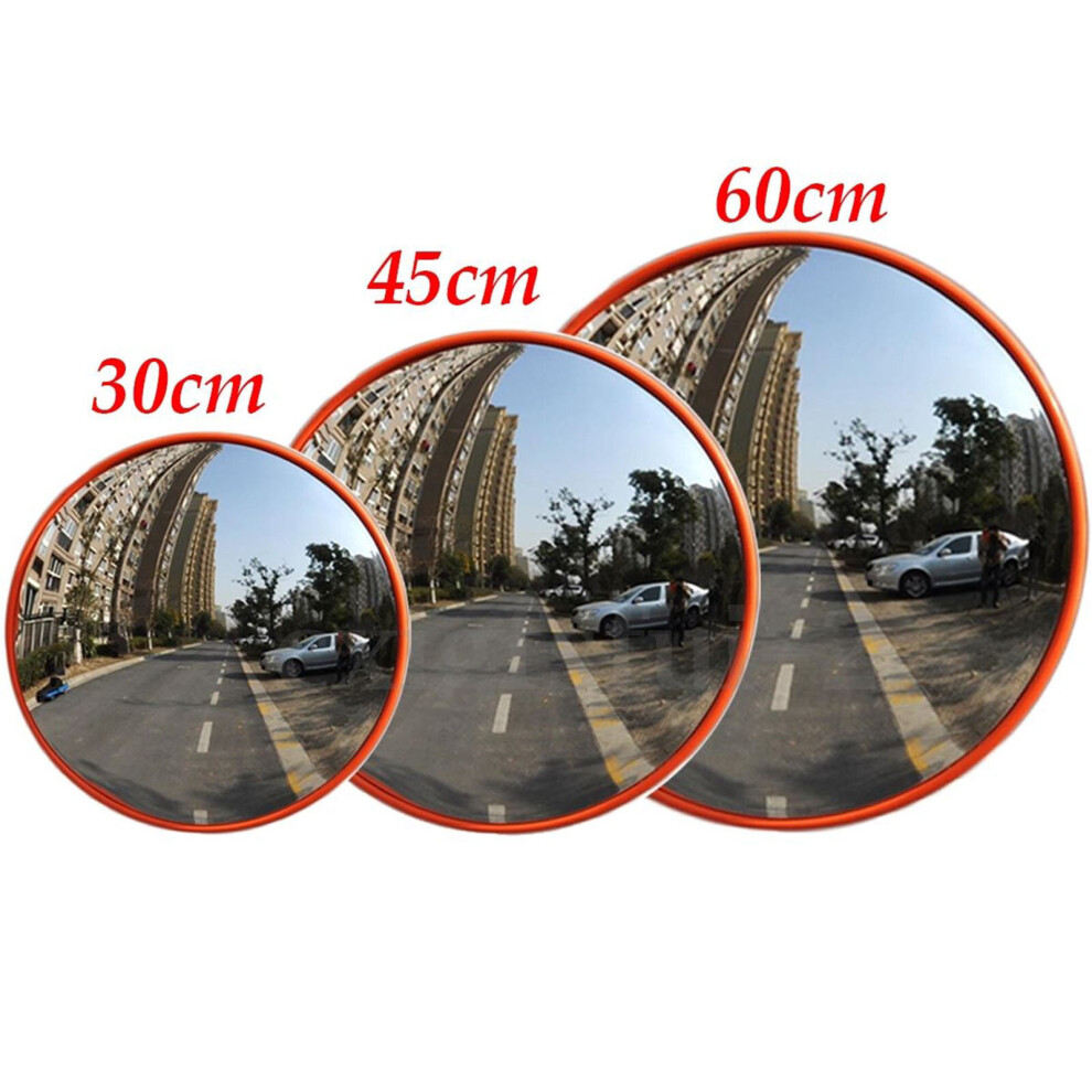 (45CM) Round Convex Security Mirror Wide Angle View Unbreakable Mirror with Bracket Multi Use for Indoor & Outdoor