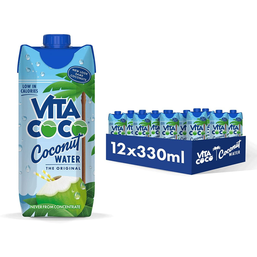 Vita Coco Pure Coconut Water 12x330ml, Naturally Hydrating, Packed With Electrolytes, Gluten Free, Full Of Vitamin C & Potassium