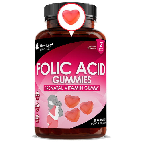 New Leaf Product Folic Acid Gummies For Pregnancy Prenatal Vitamins Support 400µg