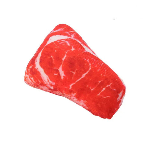 (Pork) 3D Pet Dog Toy Food Simulation Sound Squeaky Plush Food Toys Puppy Chew Toy