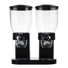 Double Cup Dry Food Dispenser with Transparent Body - Airtight, Portion-Control Paddle Dispenser for Cereal, Rice, Granola