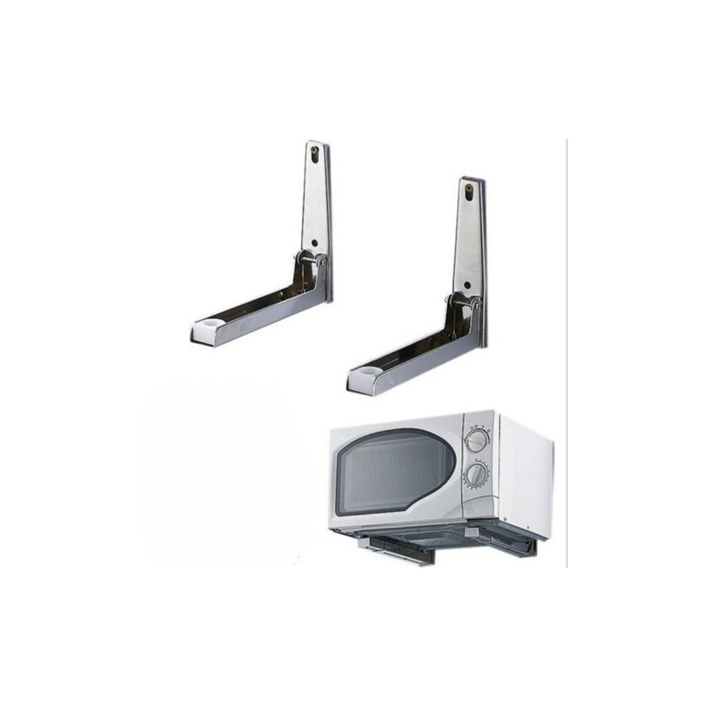 2Pcs Stainless Steel Foldable Microwave Oven Shelf Wall Mount Bracket Stand Support Holder 6901256128231