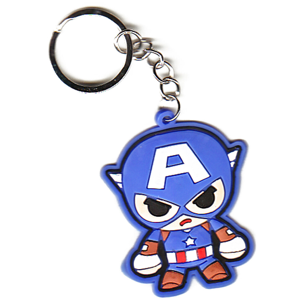 Marvel Chibi Captain America | Official Rubber Keyring Multicoloured