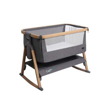 Tutti Bambini CoZee Air Bedside Crib/Co-Sleeper Rocker with Breathable Window, Travel Bag and Easy Fold (Oak & Charcoal)