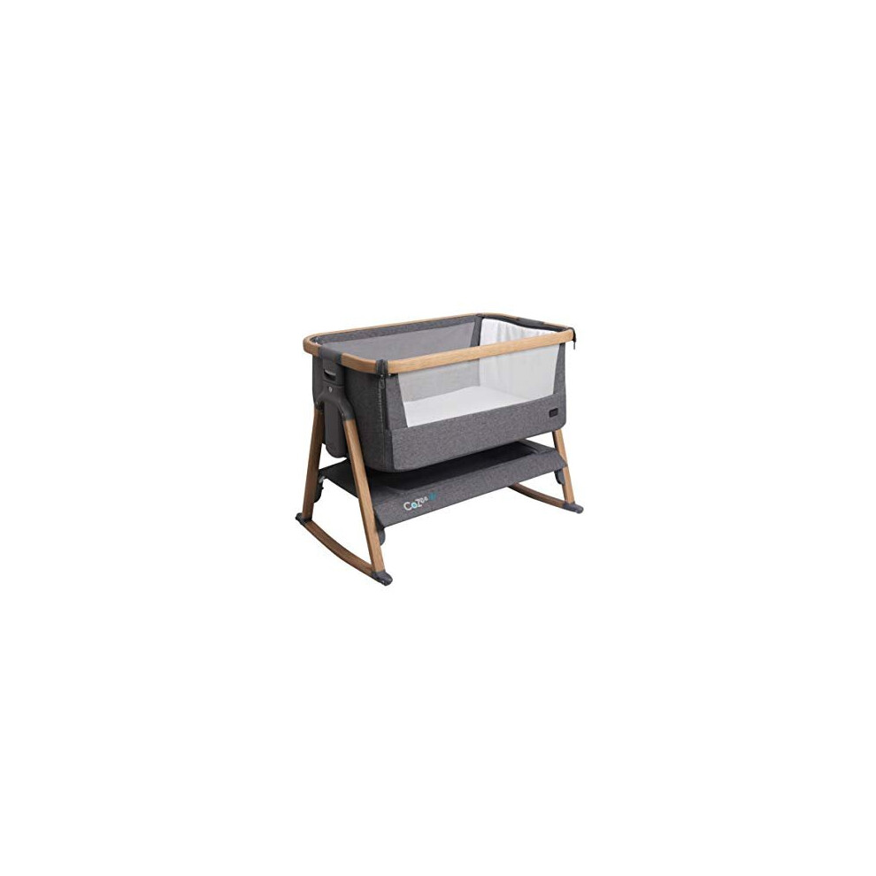 Tutti Bambini CoZee Air Bedside Crib/Co-Sleeper Rocker with Breathable Window, Travel Bag and Easy Fold (Oak & Charcoal)