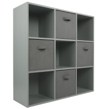 (4 Grey Drawers) Charles Jacobs Grey 9 Cube Open Book Shelf Storage