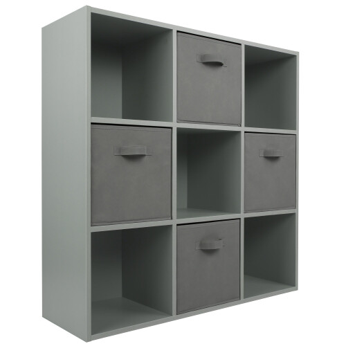 Charles Jacobs (4 Grey Drawers) Charles Jacobs Grey 9 Cube Open Book Shelf Storage
