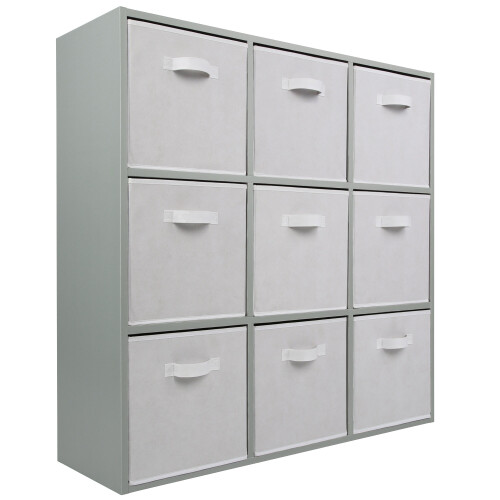 Charles Jacobs (9 White Drawers) Charles Jacobs Grey 9 Cube Open Book Shelf Storage