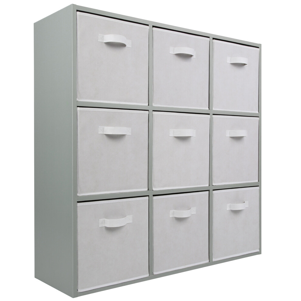 (9 White Drawers) Charles Jacobs Grey 9 Cube Open Book Shelf Storage