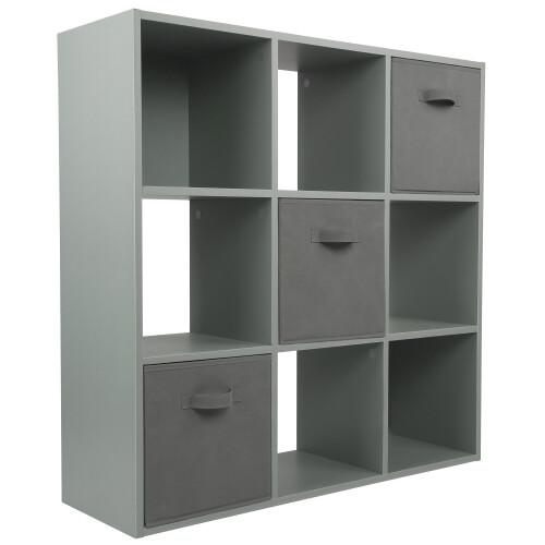 Charles Jacobs (3 Grey Drawers) Charles Jacobs Grey 9 Cube Open Book Shelf Storage
