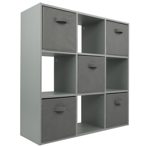 Charles Jacobs (5 Grey Drawers) Charles Jacobs Grey 9 Cube Open Book Shelf Storage
