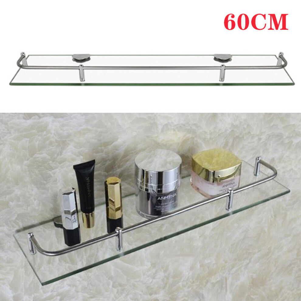 (60CM) Tempered Glass 6MM Wall-Mounted Bathroom Shelf