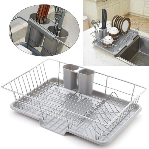 Living And Home Metal Dish Drying Rack Dish Drainer Rack with Removable Tray 1