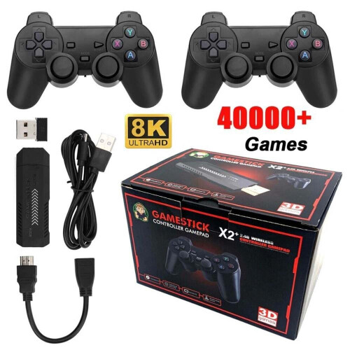 X2 Plus Game Stick Retro Console Double Wireless Controller 128GB 40000+games