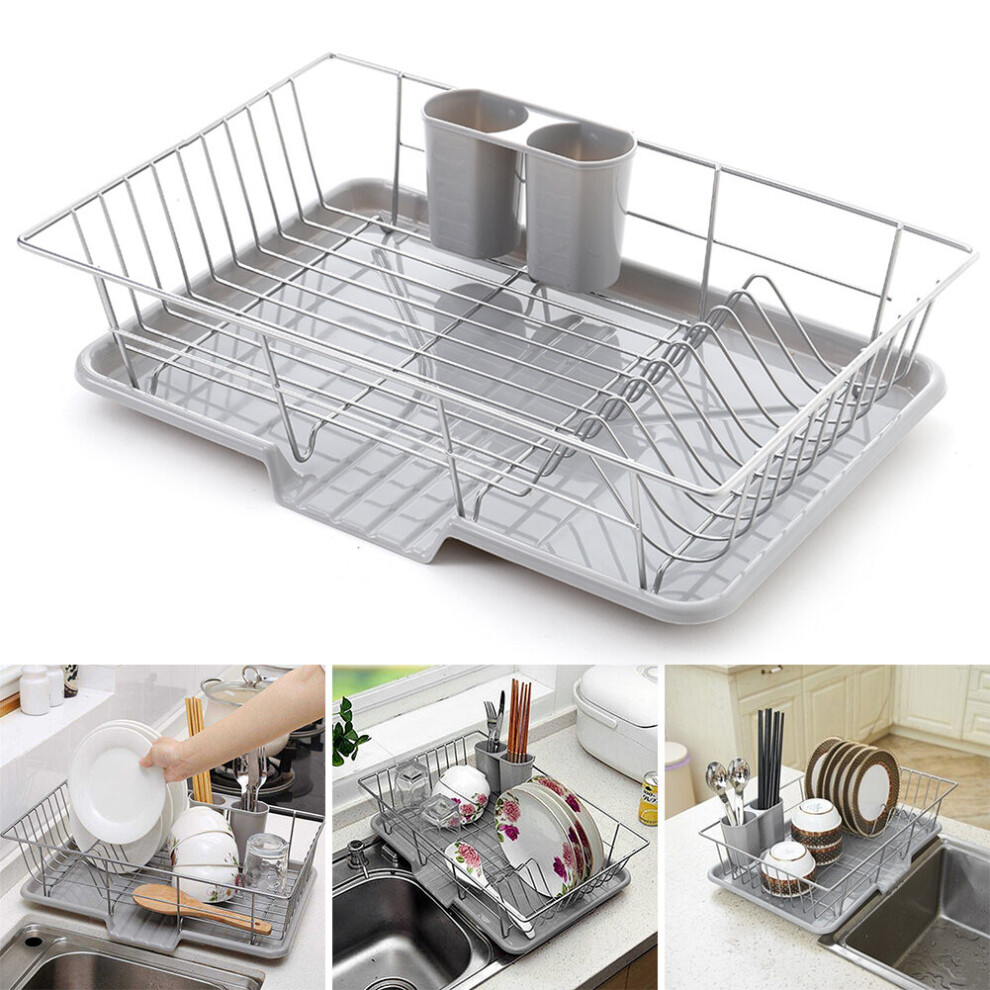 Metal Dish Drying Rack Dish Drainer Rack with Removable Tray