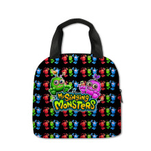 (Black) Singing Monsters My Lunch Bag Ice Bag Thermal Insulated Cooler Students Gift Kid