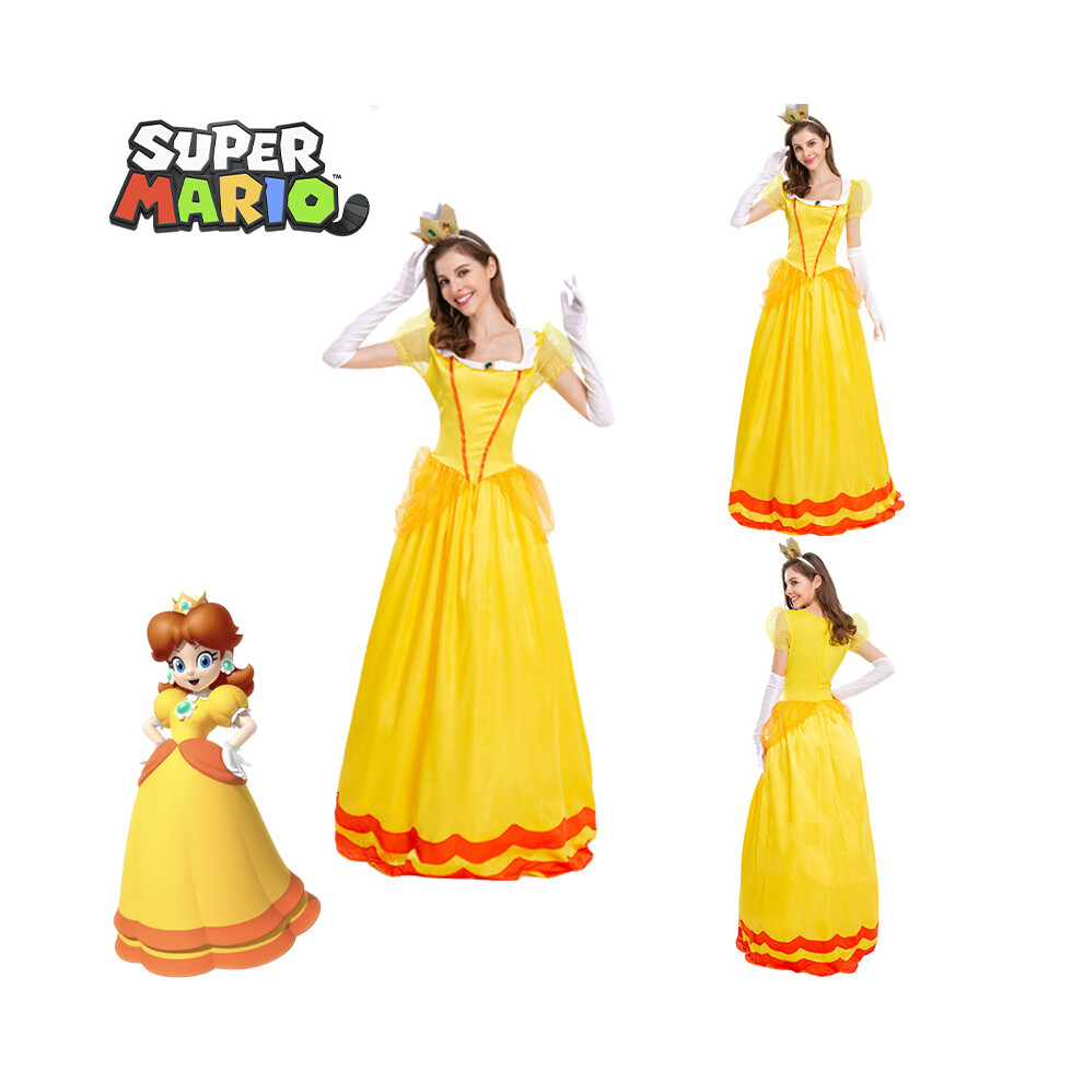 Game Super Mario Daisy Princess Yellow Dress Cosplay
