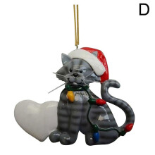 ( Grey) Christmas Tree Cartoon Cat Pet Hanging Ornament-Decoration