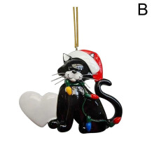 ( Black) Christmas Tree Cartoon Cat Pet Hanging Ornament-Decoration