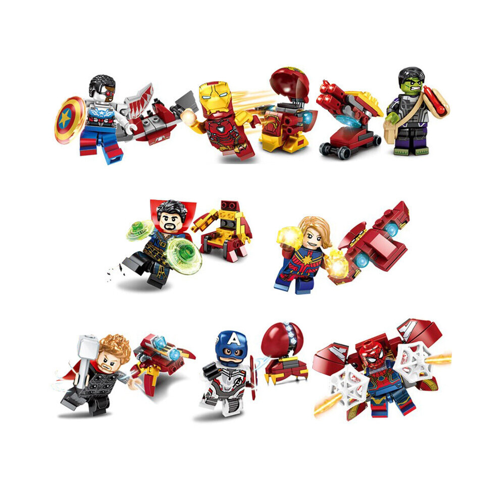 (Style C 8PCS) 12pcs Marvel Superheroes Minifigures Toys Fit Lego