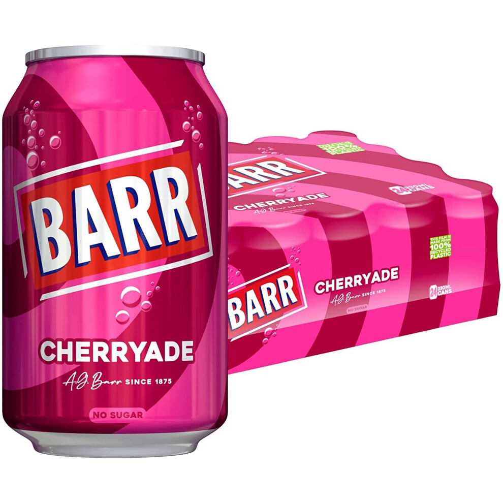 BARR since 1875, Cherryade, 24 pack Fizzy Drink Cans, Low Sugar, 24 x 330 ml