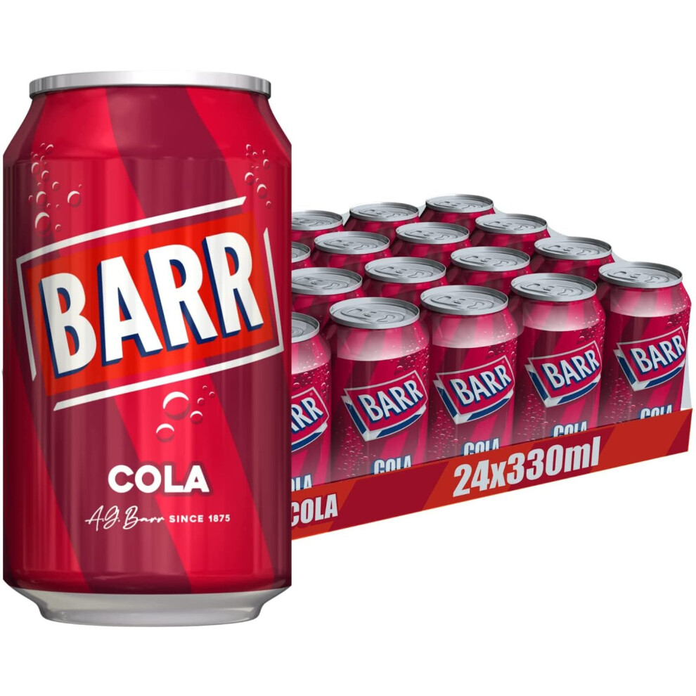 BARR since 1875, Classic Cola, 24 pack Fizzy Drink Cans, Low Sugar, 24 x 330 ml